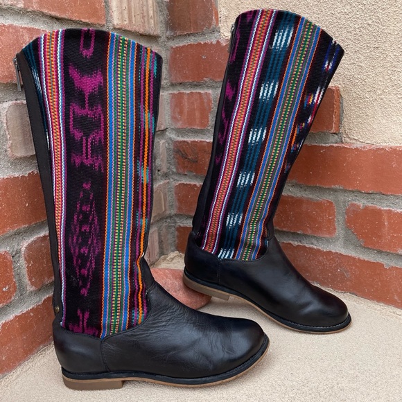 Reef 💦 Tall Black Leather/Canvas Boots Sz 6 - Picture 2 of 15